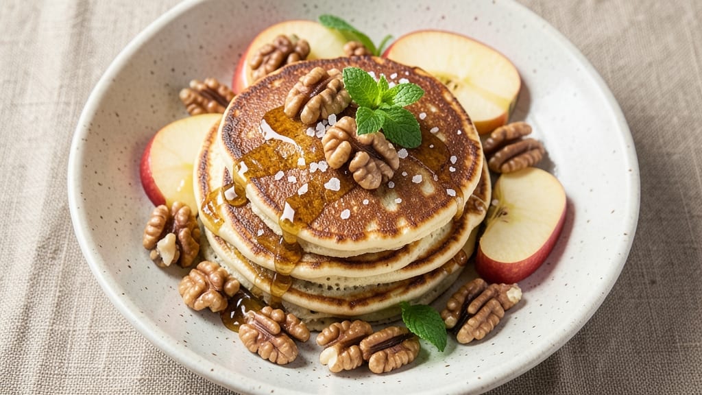 Apple Walnut Pancake Recipe: Crunchy Nut Topping and Fluffy Stacks