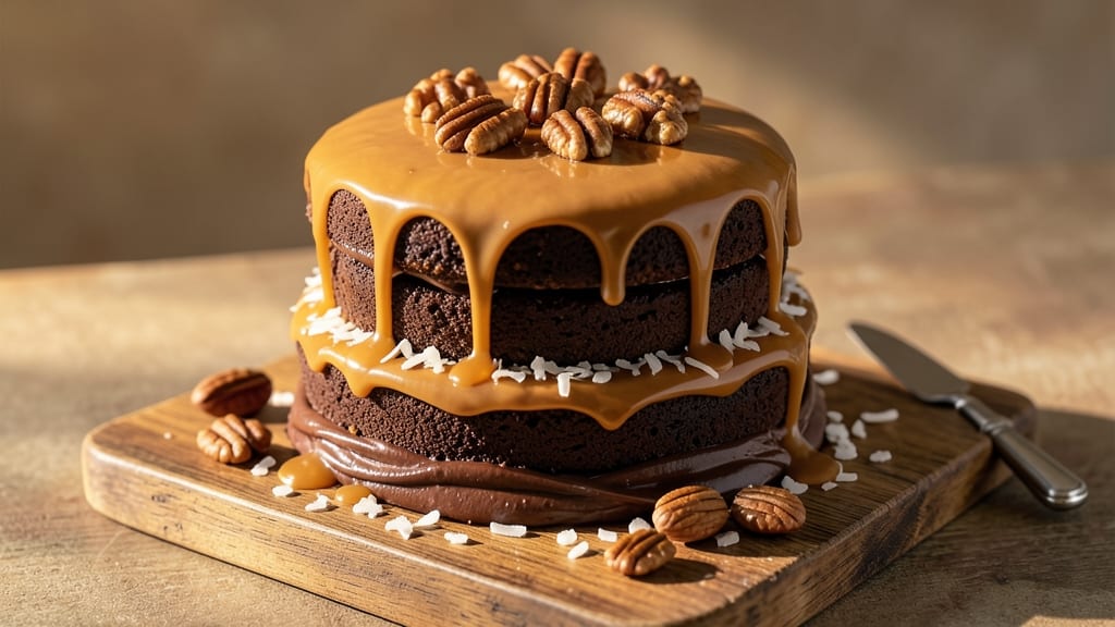 Ashleigh Wright's German Chocolate Cake Recipe: Fudgy Layers and Nutty Topping Harmony