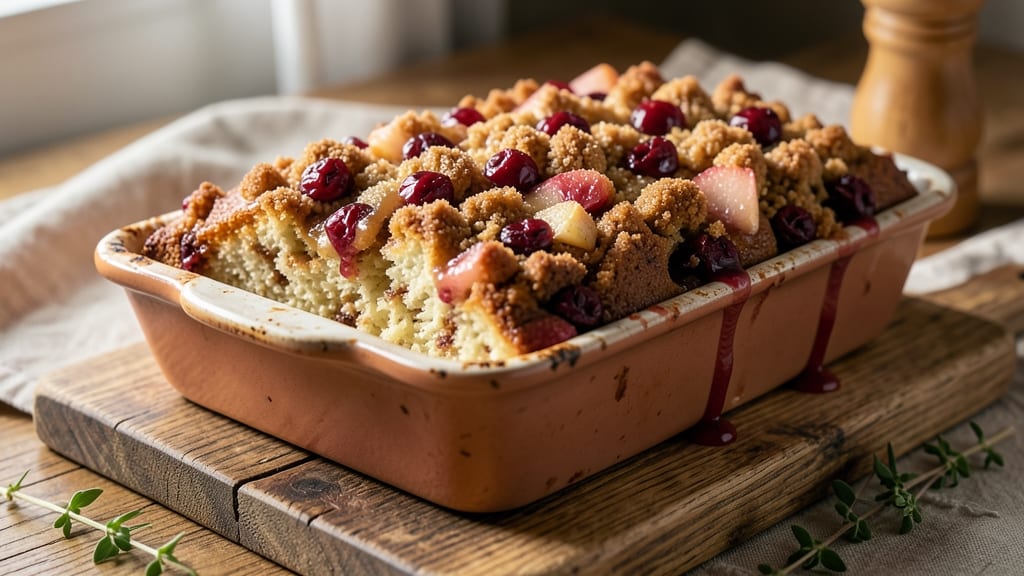 Apple Cranberry Coffee Cake Recipe: Spiced Fruit Streusel Crown Over Moist Vanilla Layers