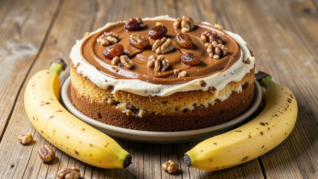 Banana, Date, and Walnut Cake Recipe: Fudgy Base with Caramelized Fruit Swirls