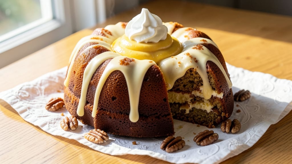 Banana Cream Bundt Cake Recipe: Vanilla Frosting Swirls in One-Pan Wonder