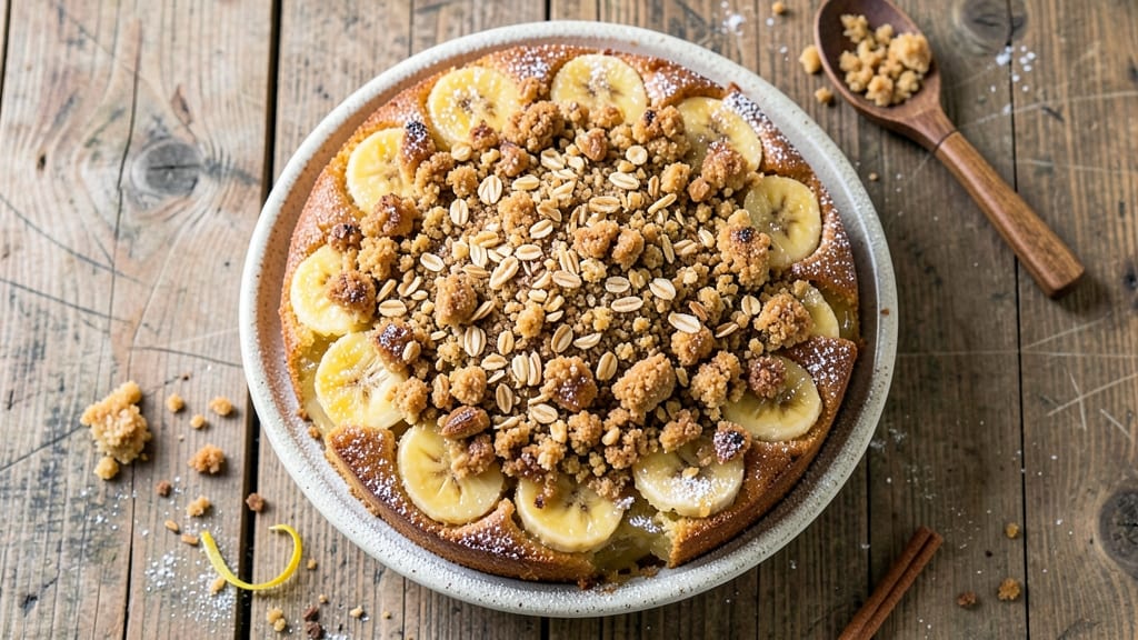 Banana Crumble Cake Recipe: Warm Spice Streusel Crown Over Gooey Banana Layers