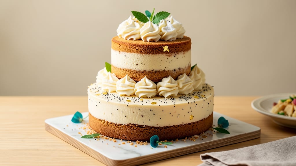 Almond Poppy Seed Wedding Cake Recipe: Elegant Layers With Nutty Crunch and Vanilla Frosting