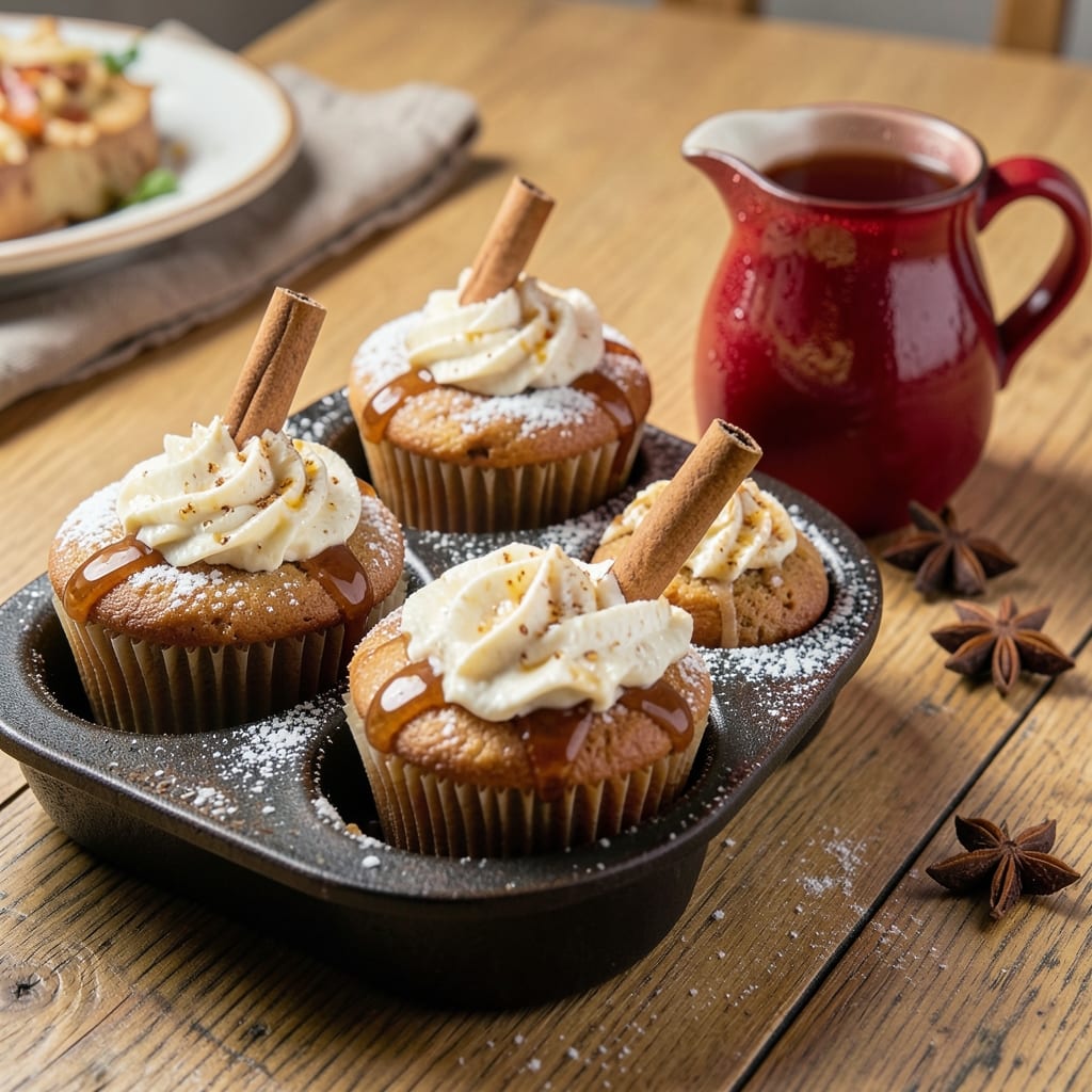 Apple Cider Donut Cupcake Recipe: Spiced Rum Glaze and Crunchy Streusel Twist