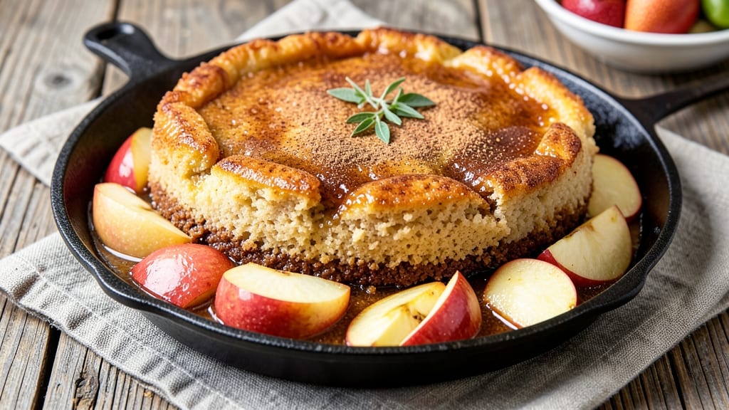 Apple Upside Down Cake Recipe Using Cake Mix: Caramelized Apples and Streusel Crown in One Bowl