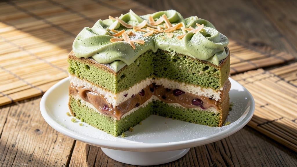 Asian Style Cake Recipe: Matcha and Red Bean Delight with Silky Layers