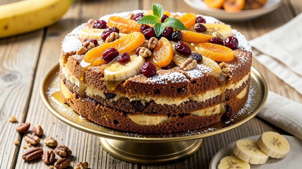 Banana and Dried Fruit Cake Recipe: Moist Layers With Nutty Fruit Fold-In