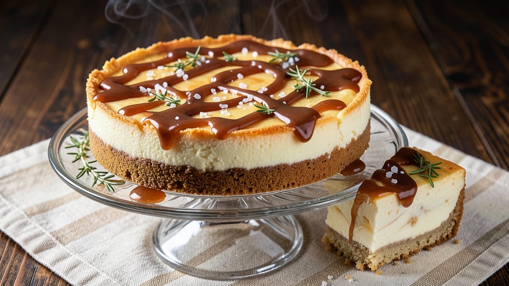 Baked Salted Caramel Cheesecake Recipe: Salted Swirls and Ultra-Smooth Crust