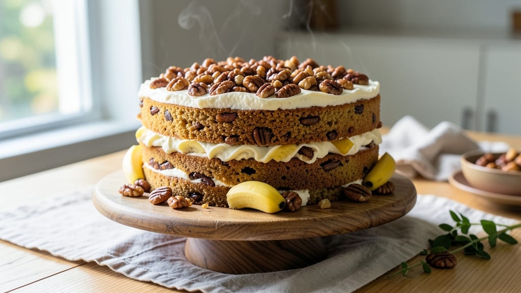 Banana and Walnut Cake Recipe UK: Moist Layers With Nutty Crunch and Caramelized Banana